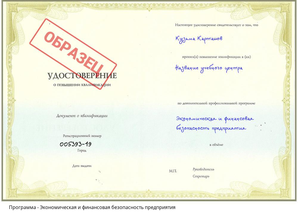 Экономическая и финансовая безопасность предприятия Сибай
