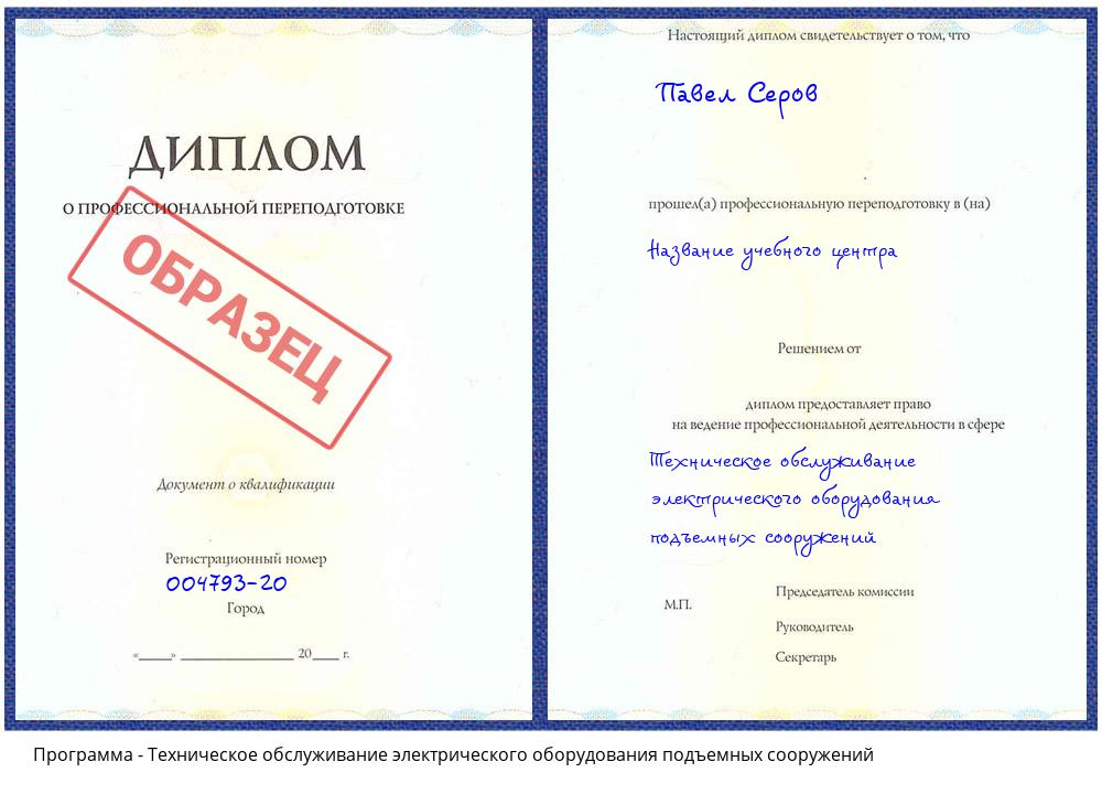 Техническое обслуживание электрического оборудования подъемных сооружений Сибай