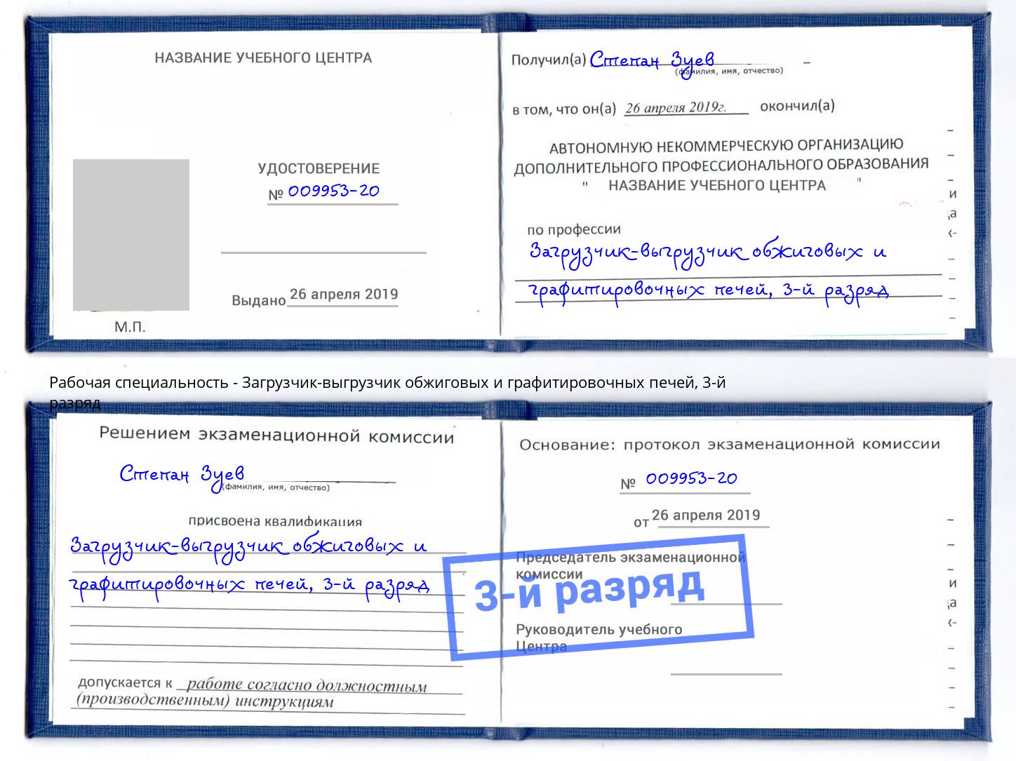 корочка 3-й разряд Загрузчик-выгрузчик обжиговых и графитировочных печей Сибай