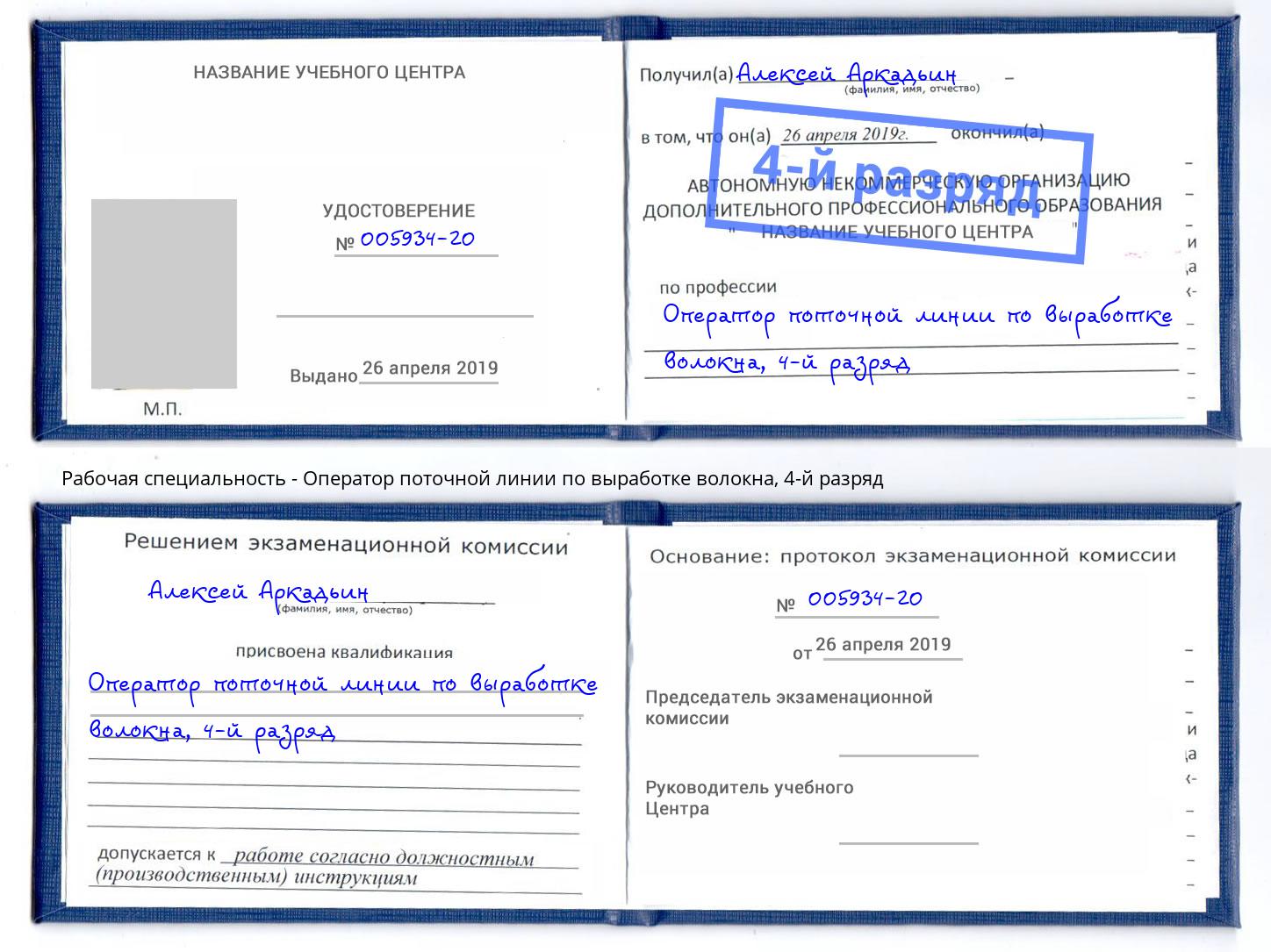 корочка 4-й разряд Оператор поточной линии по выработке волокна Сибай